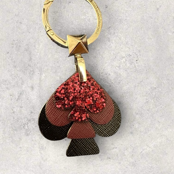 kate spade Accessories - Kate Spade Black Cherry Glitter Stacked Leather Key Fob Purse Charm